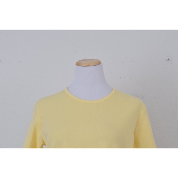 Vintage 90s‎ Yellow Cotton-Spandex Scop Neck Tee  | size L - Picture 9 of 10